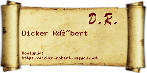 Dicker Róbert névjegykártya